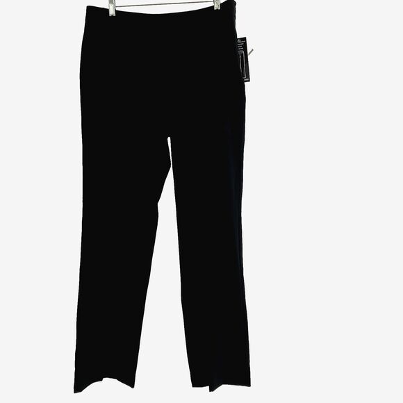 FOCUS 2000 14 Solid Black Straight Leg Sleek Slimming Trousers Pants Packable L - Picture 1 of 6